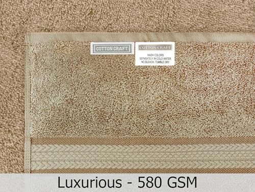 COTTON CRAFT Ultra Soft Hand Towels - 6 Pack - 16x28-100% Cotton Face Towel Set - Absorbent Quick Dry Everyday Luxury Hotel Bathroom Kitchen Spa Gym Shower Pool Camp Travel Picnic - 580 GSM - Linen - color: Linen, size: 6 Pack Hand Towels