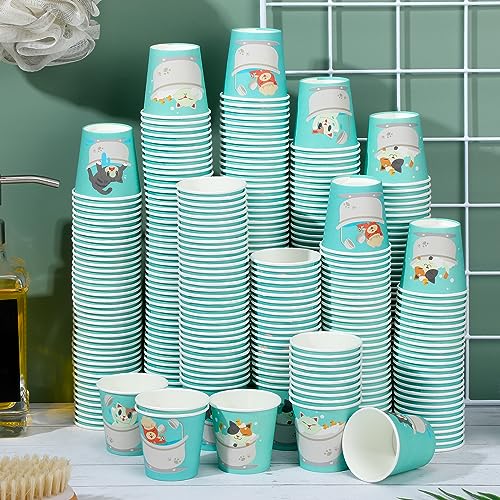 Patelai 500 Pack 3 oz Paper Cups Disposable Bathroom Small Mouthwash Animal Beverage Drinking Cups for Home, Office, Travel, Party(Bathroom Cat) - style: Bathroom Cat