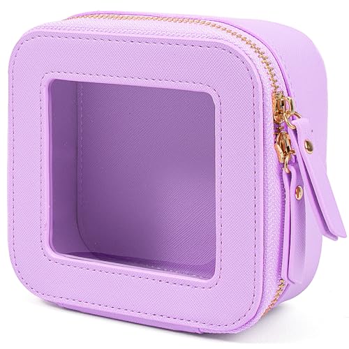 Travel Clear Makeup Bag Set, TSA Approved Cosmetic Bag Case with Zipper Portable Makeup Pouch Toiletry Bag Traveling Cosmetic Organizer Storage Bag Car Organizer Car Essentials - color: Mini Purple