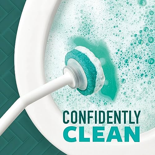 Scotch-Brite Power Scour Toilet Cleaning System, Toilet Bowl Cleaner with Disposable Scrub Pad Tablets, Includes 1 Wand, Stand and 5 Scrubbing Pad Refills
