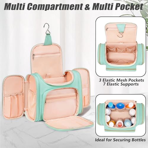 Tealari Large Toiletry Bag for Women Men,Bathroom Bag,Water Resistant Shower Bag,Makeup Bag,Toiletry Bags for Traveling,Hanging Toiletry Bag with Transparent Waterproof Phone Pocket - color: Green