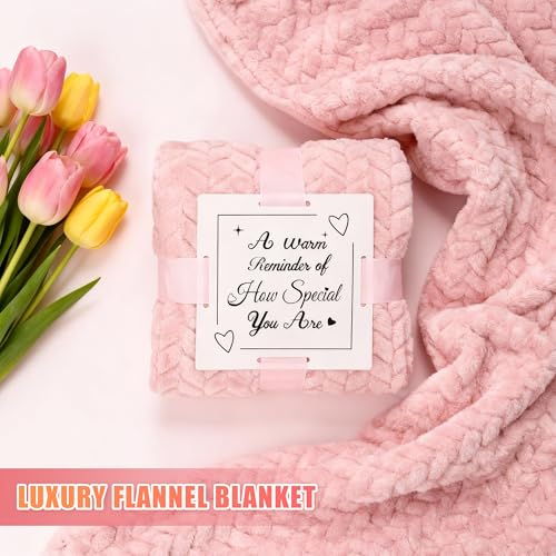 Mothers Day & Birthday Gifts for Women - Tova's Creations 13-Piece Strawberry Daiquiri Spa Gift Basket with 40 OZ Tumbler & Luxury Flannel Blanket for Mom, Wife, Grandma - color: Pink