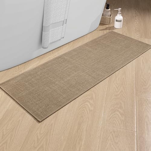 chakme Bathroom Rugs 47x17, Ultra Thin Non Slip Bath Mat Runner Quick Dry Absorbent Bath Mat for Bathroom Floor, (Dark Beige, 47"x17") - color: Dark Beige, size: 1'5" x 3'11" (Rectangular)