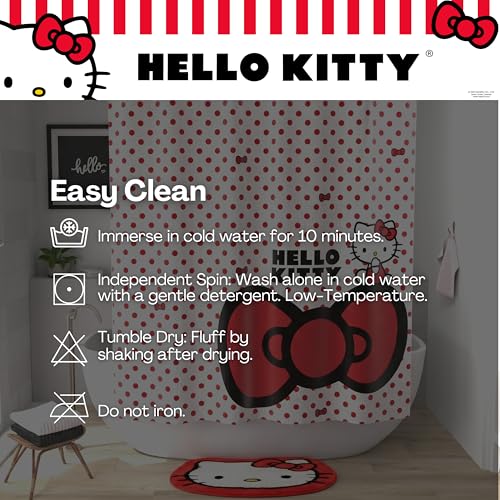 Hello Kitty Non Slip Poly Knit Plush Bathroom Rug, 26" x 23",(Officially Licensed Product) By Franco - color: Hello Kitty Red Bow