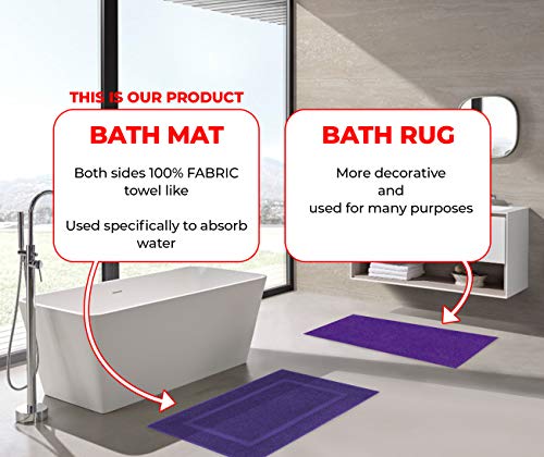 100% Cotton Bath Mats for Bathroom Floor Set of 2 Pack, 20x34 Soft Absorbent Washable Quick Dry Tub Bathmat, Purple - color: Purple, size: Bath Mat Set 2 Pack 20x34