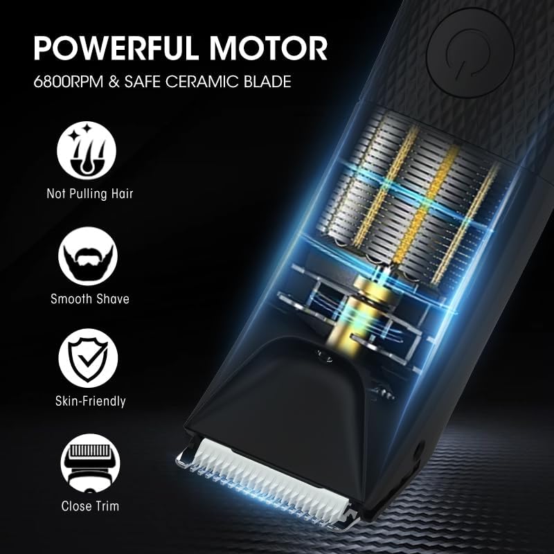 Qreeyx Manscape Trimmer for Men - Electric Body Hair Trimmer with Light, IPX7 Waterproof Electric Razor for Balls/Pubic/Groin/Legs/Chest Hair Removal, Lightweight with LED Display, Gifts for Him Dad - color: Black8118