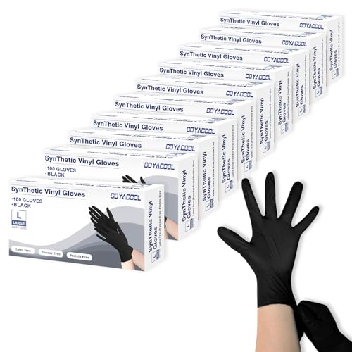 Disposable Gloves Large, Nitrile and Vinyl Blend Latex Free Gloves, 4 Mil,1000 Pc. Food Grade Glove for Cleaning, Food Prep, Hair Dye, Tattoo, Black - color: Black, size: Large-1000pc