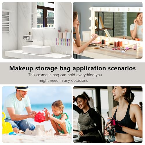 PVC Clear Pure Color Transparent Large Zipper Cosmetic Pouch Travel Makeup Cosmetic Bag with Handle for Travel Bathroom Toiletry Organizer (A23014-101-23) - color: A23014-101-23
