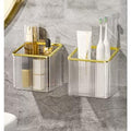 Wall Mounted Toothbrush Holder Adhesive Hanging Wall Organizer Cup Holder for Tooth Brush,Electric Toothbrush,Toothpaste,Razor,Makeup Brush,Cosmetic,Hair Brush,Pen,Set of 2 - color: Silver Gold Rim