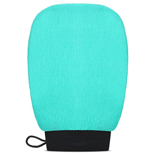 Valitic Exfoliating Glove Body Scrubber - Exfoliating Mitt Dead Skin Remover, Shower Face and Body Exfoliator - Korean Style Skin Scrubber Washcloth - Spray and Self Tan Remover, 1 Turquoise - color: Light Turquoise