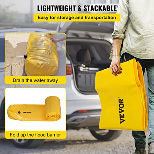 Flood Barrier, Flood Bags, Sandbag Alternative, Water Barrier for Flooding with Great Waterproof Effect, Reusable PVC Water Diversion Tubes, Lightweight Flood Barriers for Home, Door, Garage - style: 24ft(l) * 6(h)