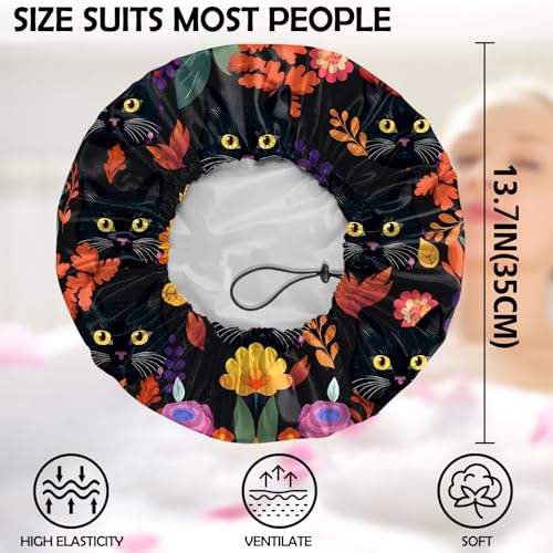 2 PCS Shower Cap Adjustable Reusable Double Waterproof Layer Elastic Hair Bath Cap Cute Aesthetic for Women Girls-Cat Duck - color: I19-Cat Duck