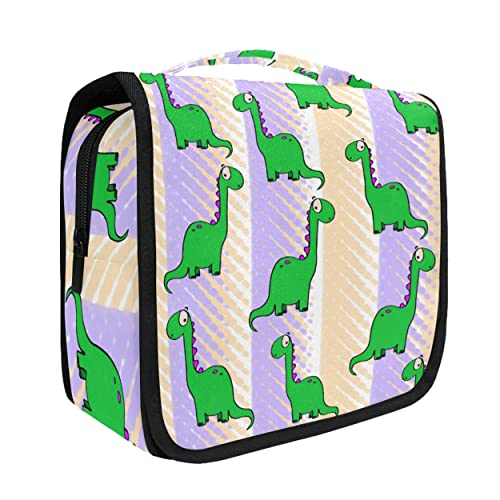 senya Hanging Travel Toiletry Bag Kit Makeup Case Cosmetics Organizer for Men Women - color: Dinosaur Stripe
