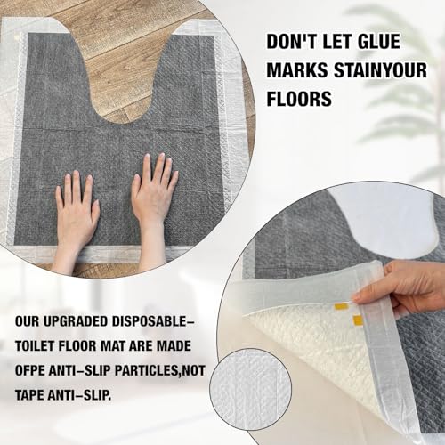 25 Pack Disposable Toilet Mats Absorbent Toilet Floor Protector from Urine U-Shape Toilet Training Rug Waterproof Non-Slip Bathroom Potty Training Mats for Children Adult (Gray)