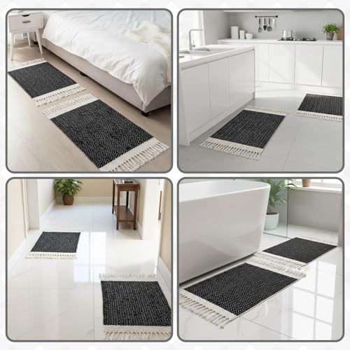 Breling Bath Mat Set of 2 Boho Fluffy Absorbent Microfiber Rugs Non Slip Non Skid Bath Mats for Bathroom Floor Tub and Shower, Washable, Ultra Soft, Quick Dry (32 x 20 Plus 24 x 17 - Inches) - style: Boho