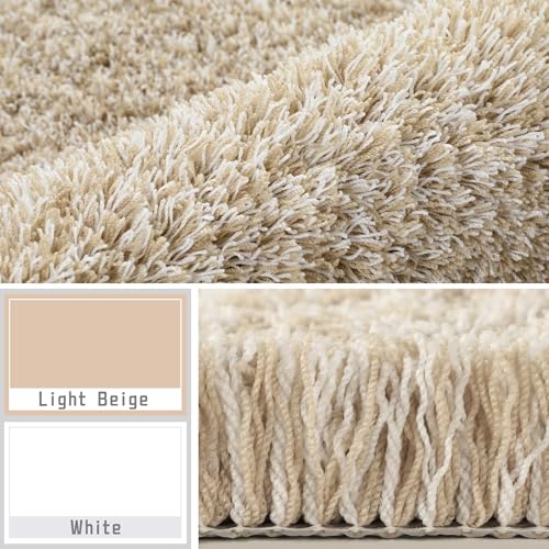 Yimobra Bath Rugs for Bathroom 32X20, Ultra Soft and Water Absorbent Bath Mats, Non Slip Plush Shower Mat Outside, Microfiber Mats for Bathroom Floor/Tub, Machine Washable, Light Beige and White - color: Light Beige and White, size: 32" X 20"