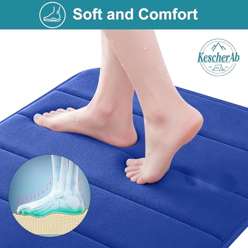 Bathroom Rugs Set 2 Piece Thicker Memory Foam Bath Mat Set Non Slip Quick Dry Machine Washable Blue Bath Rugs for Bathroom Floor, Tub and Shower, 19"x31"+15"x23" - color: Blue, size: 31" X 19" + 23" X 15"