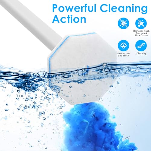 Ptwola 50 Count Disposable Toilet Wand Refills Toilet Bowl Cleaner Scrubber Brush Refills Pads Bathroom Deep Cleaning Replacement Sponges Wand Head Compatible with Most Toilet Brushes