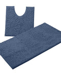 Bathroom Rugs Sets 2 Piece, Luxury Chenille Bath Mat Set, Soft Plush Anti-Slip Bath Rug + U-Shaped Toilet Mat. Microfiber Shaggy Carpet, Super Absorbent (24” x 36” & 20” x 24” U, Medium Blue) - color: Medium Blue, size: 2 Piece Set - Large
