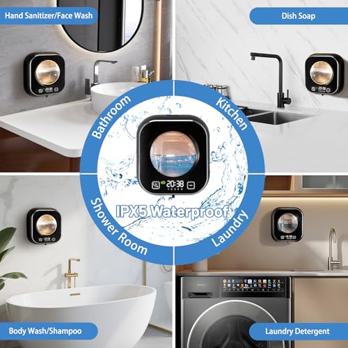 Automatic Soap Dispenser, 320ML Touchless Smart Hand Soap Dispenser, 5 Adjustable Soap Levels, Rechargeable Wall Mounted Electric Foam Soap Dispenser for Bathroom Kitchen Office (Black) - color: Black