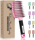 KTKUDY Detangling Brush Boar Bristles Hairbrush Make Hair Shiny & Healthier Curved and Vented Detangler Brush for Women Men Kids Wet & Dry Hair (Pink) - color: Pink