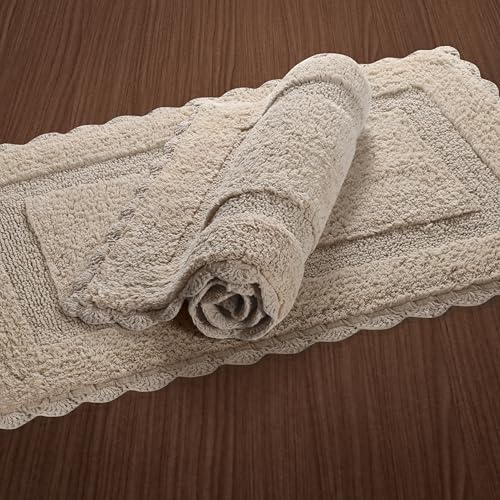 Savi Home Cotton Crochet Bathmat with Antiskid 17x24 Natural Sand, 100% Pure Cotton, Super Soft Linen, Plush & Absorbent, Hand Tufted Heavy Weight Construction, Full Reversible Step Out Rugs - color: Natural Sand, size: 1'5" x 2' (Rectangular)