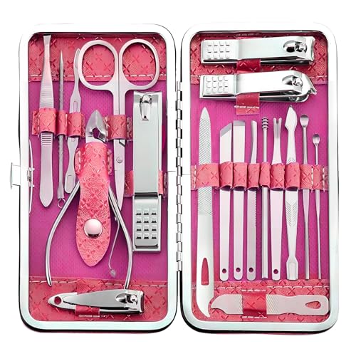 Manicure Set - 19 in 1 Professional Nail Clippers Pedicure Kit, Manicure Tool Kit, Stainless Steel Facial Grooming Set Kit, Gift Idea for Women, Men, Girls, Teens, Red - color: Red