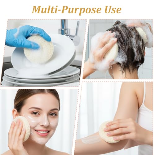 110 Pcs Natural Loofah Exfoliating Face Pads – 2.36 Inch Round Face & Body Scrubber Pads for Men & Women – Gentle Exfoliation, Dead Skin Removal, Bulk Loofah Sponges for Bath, Shower and Spa