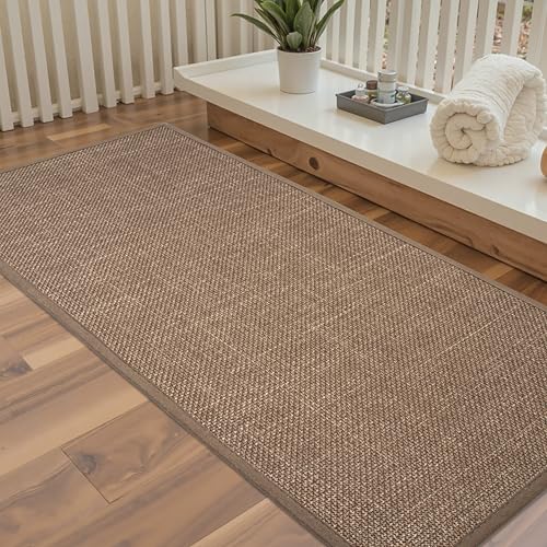 Large Bathroom Rugs Runner Bathroom Mat Quick Dry, Non Slip Bath Mat, Machine Washable Rugs 17"x 47", Camel, Thin Bath Mat Fit Under Door - color: Dark Beige, size: Runner(17"x47")