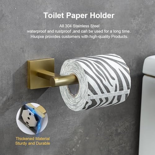 Brushed Gold Toilet Paper Holder Wall Mount, SUS304 Stainless Steel Bathroom Tissue Roll Holder, Champagne Gold Square Design, Fingerprint Resistant, Heavy Duty No-Wobble, Hardware Included - color: Brushed Gold