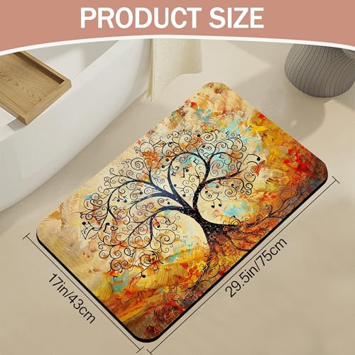 Non Slip Bath Mat,Vintage Life Tree Bathroom Decor,Abstract Tree Diatomaceous Bath Mat Quick Dry Absorbent Bathroom Rugs-Shower Rug for Kitchen Laundry Bathtub Shower 17"x29.5" - color: Vintage Life Tree,abstract Tree