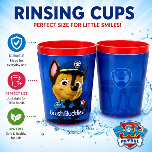 Brush Buddies Paw Patrol Manual Toothbrush and Cup Set for Kids Ages 2+ – Soft Bristles, Easy-Grip Handle, Fun Character Design, Toddler Oral Care Set for Boys and Girls