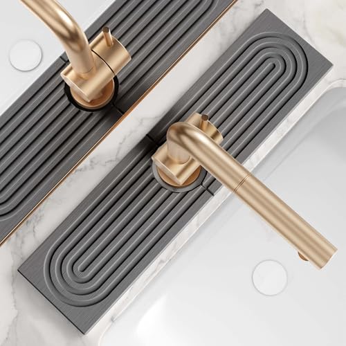 Eormoe Kitchen Sink Faucet Mat - 15.7in Diatomite Sink Protectors for Kitchen Sink, Stone Sink Splash Guard for Kitchen Counter Sink Accessories (Dark Grey, 15.7'' x 3.9'') - color: Dark Gray, size: 15.7" x 3.9"