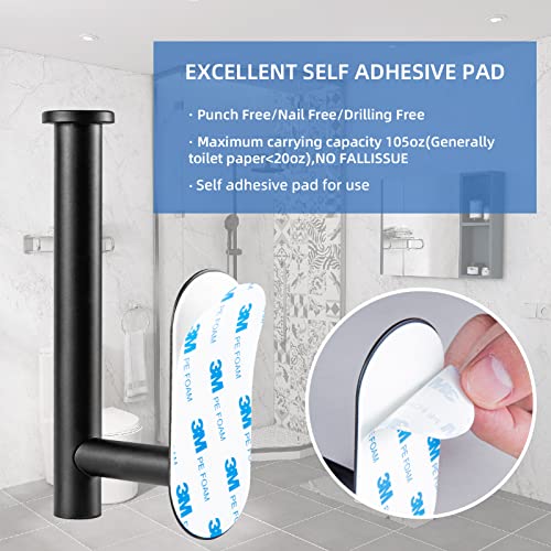 YUET Toilet Roll Holder Self Adhesive Black Paper Holders Tissue Stand Hanger Bathroom SUS-304 Stainless Steel,No Drilling Required, Strong Adhesiveness and Waterproof - color: Black