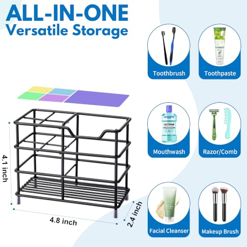 Urbanstrive 304 Stainless Steel Bathroom Toothbrush Holder Toothpaste Holder Stand Bathroom Accessories Organizer (Black, Small) - color: Black, size: Small