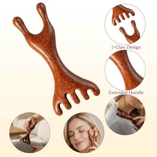 Wooden Scalp Massager, 3-Piece Set for Stress Relief and Scalp Care, Portable Head Massage Tool with Wooden Construction, Ideal for Daily Use and Travel