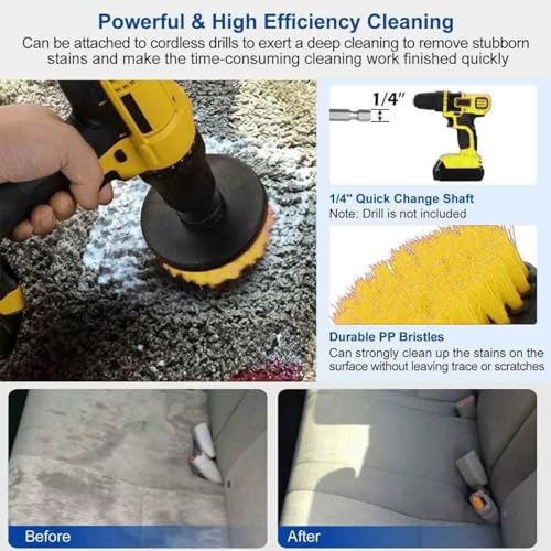 Drill Brush Attachments Set, Power Scrubber Brush Attachment All Purpose Clean for Grout, Tiles, Sinks, Bathtub, Bathroom, Kitchen