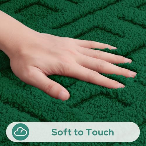 HOMEIDEAS Dark Green Bathroom Rug Set 2 Piece, Soft Microfiber Tufted Bath Mats, Super Absorbent Non Slip, Machine Washable Bathroom Rugs for Tub, Shower and Floor, 20" x 32" Plus 16" x 24" - color: Dark Green