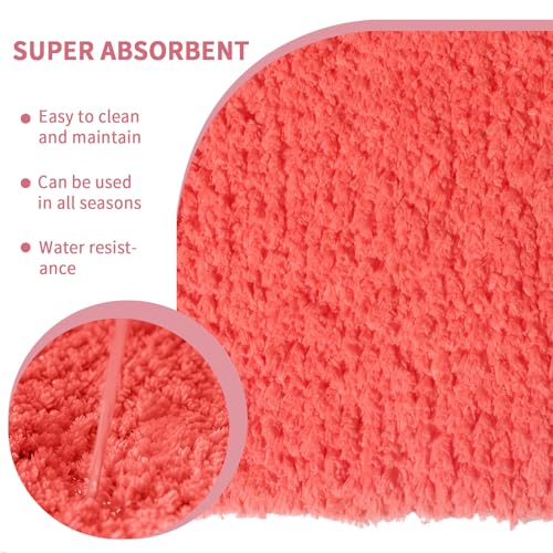 Bathroom Rugs Sets 3 Piece with Adjustable Toilet Seat Cover 17.5"x 15" Machine Washable Bath Rug Set with TPR Non Slip Rubber Backing Solid Bath Mat Set for Luxury Bathroom Decoration - color: Hot Coral