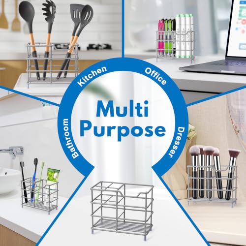 Urbanstrive 304 Stainless Steel Bathroom Toothbrush Holder Toothpaste Holder Stand Bathroom Accessories Organizer (Grey, Small) - color: Grey, size: Small