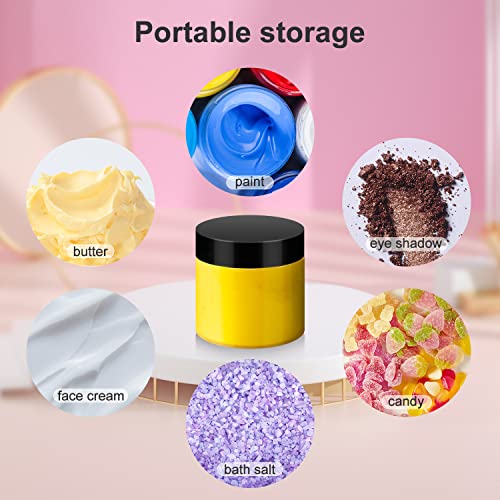 Loretoy 36 Pack 2 OZ Plastic Jars with Lids, BPA Free, Reusable, Refillable Transparent Cosmetic Containers for Bath Salts, Cosmetics, Powders, Beauty Product and Small Accessories - color: Black, size: 2 Ounce