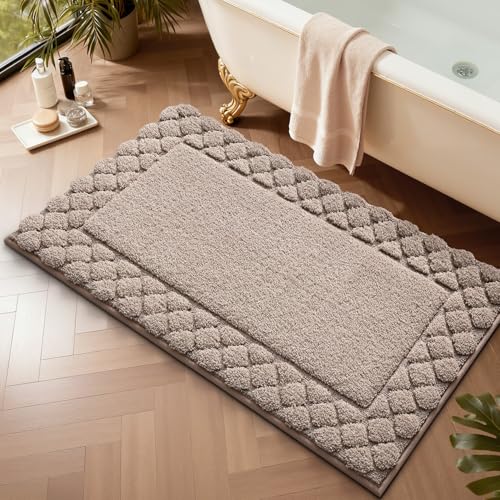 LUMI Bathroom Rugs, Ultra Soft Absorbent Bath Mat for Shower, Non Slip Washable Bath Rugs with Rubber Backing, Microfiber Plush Quick Dry Floor Mat for Bathtub, Floor, Brown, 24x36 - color: Brown, size: 24"x36"
