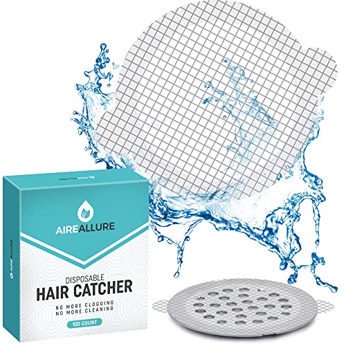 100 Pack Disposable Shower Drain Hair Catcher Mesh Stickers - Peel & Stick Drain Strainers to Prevent Clogs, Strong Waterproof Adhesive, Mess-Free Disposable Drain Covers for Shower & Bathtub - size: 3.5" Round - 100