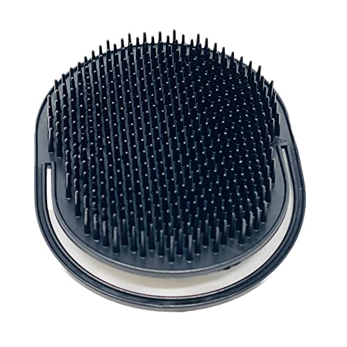 Gents Palm Pocket Shampoo Brush Scalp Massager for Men & Women with Round Bristles, Ergonomic Grip, Made in USA, Black Peine para Cabello