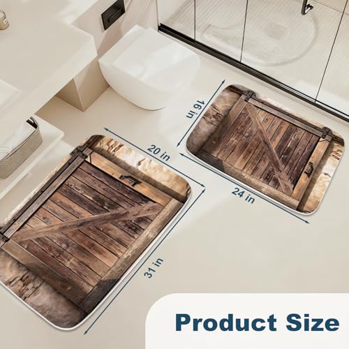 Vintage Rustic Barn Door Bath Rugs Non Slip Retro Farmhouse Theme Shower Mat Bathroom Decor Door Rug (16x24 inches) - color: Multi Color 18, size: 2' x 1'4" (Rectangular)