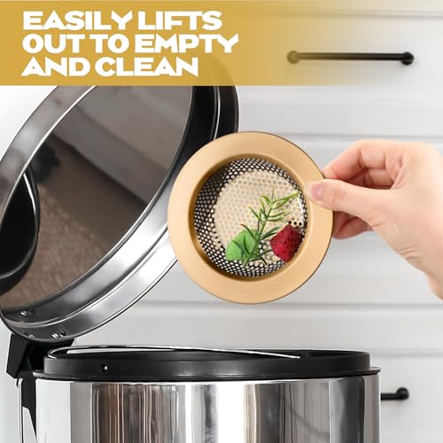 Retisee 2 Pcs Sink Strainer Stainless Steel Kitchen Sink Drain Strainer Basket Cover Mesh Hair Food Catcher, Large Wide Rim of 4.4 Diameter (Champagne Bronze) - color: Champagne Bronze