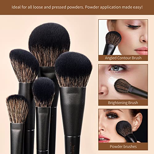 Makeup Brushes Set Jessup Make up Brushes 14Pcs Black Kabuki Foundation Eyeshadow Contour Concealer Powder Eyeliner Crease Eyebrow Blending Brush, T336 - color: B-Matte Black-14pcs, size: Full Brush Set