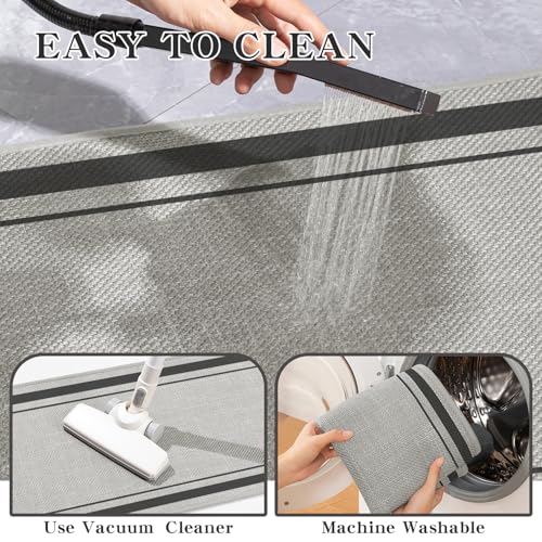 chakme 5 Piece Bathroom Rug Sets, Ultra Thin Bath Mat,Absorbent Non Slip, Durable,Geometric Pattern, Dark Grey, 17" x 24"/17" x 30"/17" x 59" - color: Dark Grey, size: 5-Piece (17" x 24" / 17" x 30" / 17" x 59")