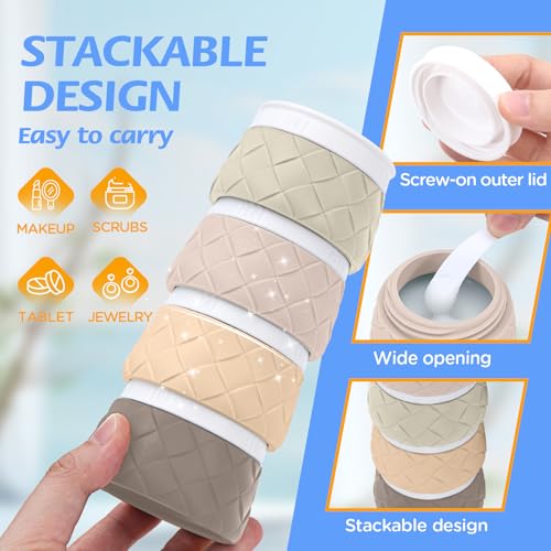 16 Pack Travel Bottles for Toiletries, TSA Approved Travel Size Toiletries Containers Set, BPA-Free Silicone Leak Proof Refillable Bottles Stackable Creams Jars Accessories Kit W/Clear Bag(Cream) - color: Cream