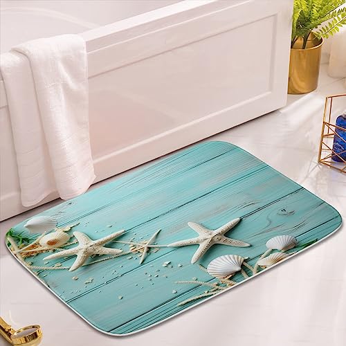 Modern Beach Ocean Coastal Bath Rugs Non Slip Shower Mat Bathroom Decor Door Rug (16x24 inches, Seashell Blue) - color: Multi Color 17, size: 2' x 1'4" (Rectangular)